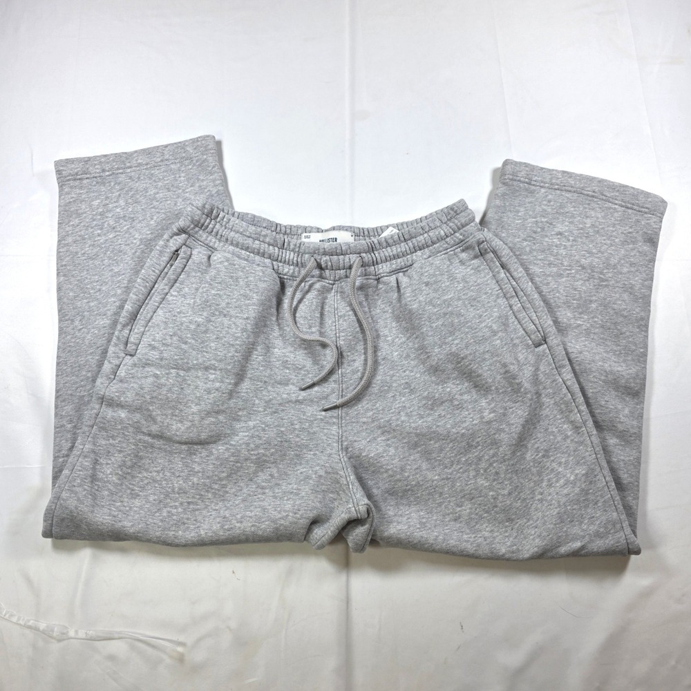 Hollister Mens Heather Grey Fleece Sweatpants Relaxed Straight Leg Size M